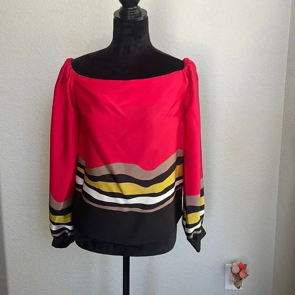 RACHEL ROY, Striped, pullover, Tray Neck Blouse - Picture 3 of 8